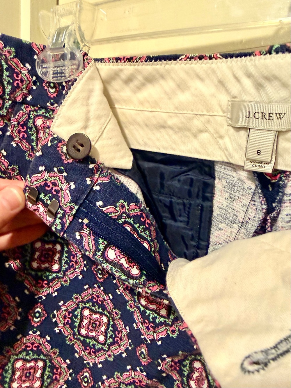 J. Crew Navy Pink Patterned Cotton-Blend Bermuda Shorts - Picture 4 of 5